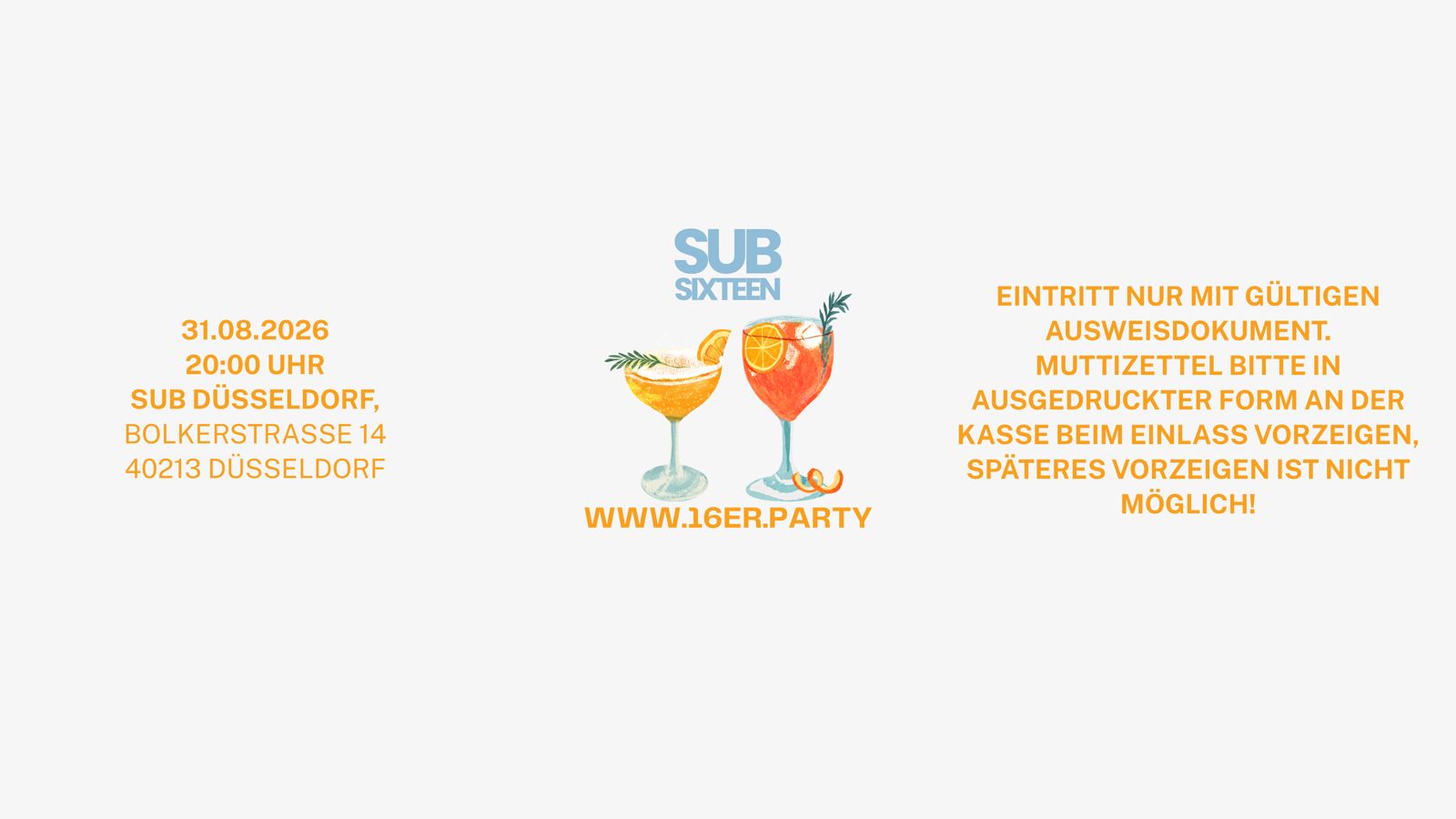 SUB Sixteen - SUMMER CLOSING - 31.08.2026
