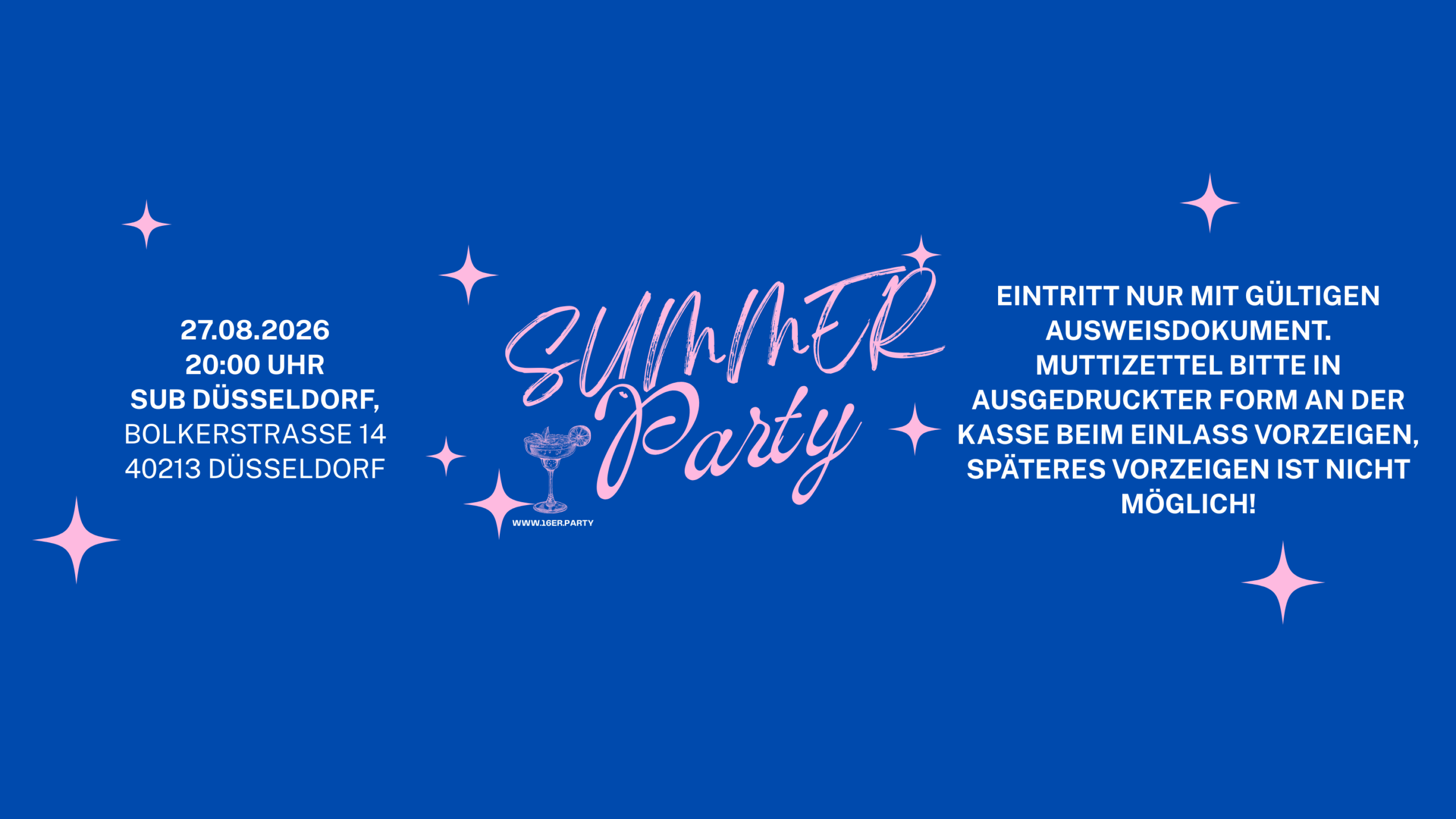 SUB SIXTEEN - Summer Party - 27.08.2026